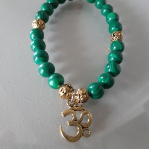 Mala élastique malachite et om