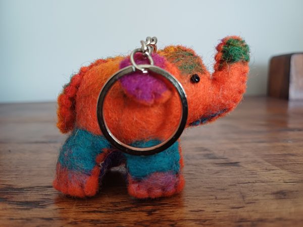 porte clé éléphant laine bouillie